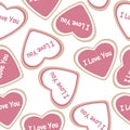 Seamless pattern Heart shaped cookies Valentines day vector illustration Royalty Free Stock Photo